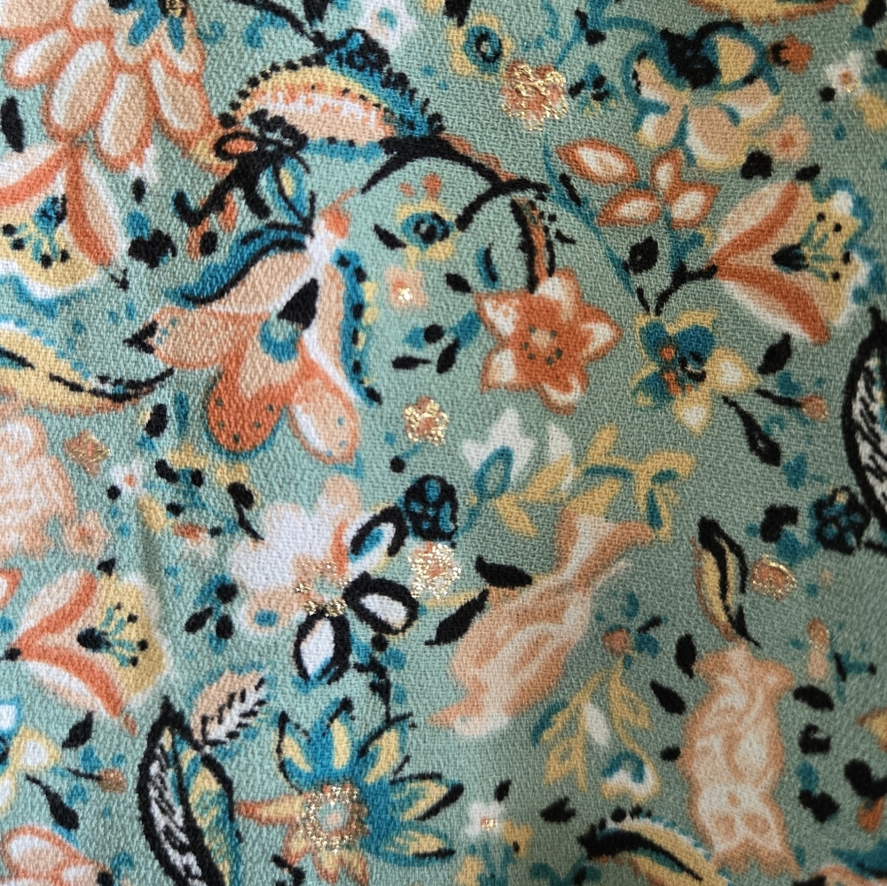 LC Lauren Conrad Sage Green Boho Blouse with Floral Spring Print Size XXL - Picture 9 of 14